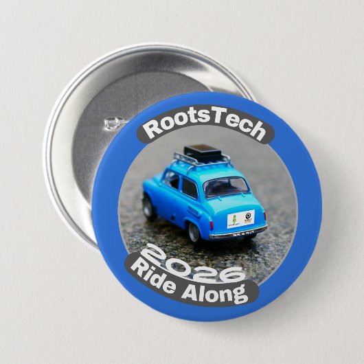 3" Custom Button for RootsTech 2026 Ride Along  (Voorkant /achterkant)