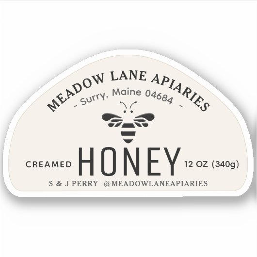 3" Custom Vinyl Sticker voor 12oz skep Honey Jar (Voorkant)
