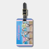 3 Cute Alpacas in Sun Petten bij strand personalis Bagagelabel (Voorkant verticaal)