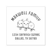 3 Cute Cartoon Birds Ards Address Zelfinktende Stempel (Design)