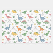 3 Cute Dino Pattern Kids Birthday Inpakpapier Vel (Voorkant 3)