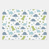 3 Cute Dino Pattern Kids Birthday Inpakpapier Vel (Voorkant)
