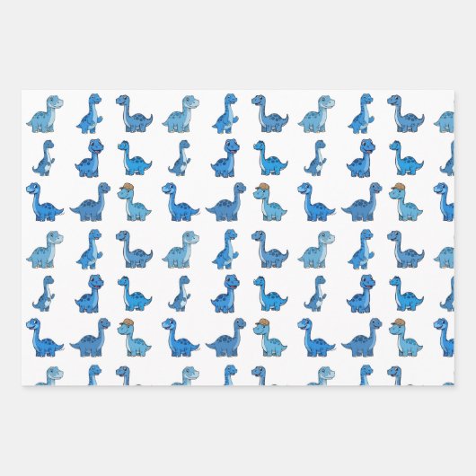 3 Cute Dinosaur Pattern Birthday Wrapping Paper Se (Voorkant 2)