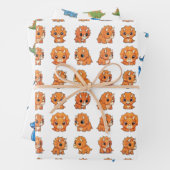 3 Cute Dinosaur Pattern Birthday Wrapping Paper Se (In situ)