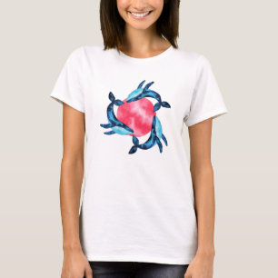 3 Cute galaxy waterverf walvissen met roze bubbel T-shirt