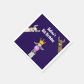 3 Cute Llama Faces Cartoon Birthday Servet (Hoek)