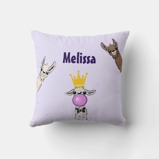 3 Cute Llama Faces Cartoon Illustratie Kussen (Achterkant)