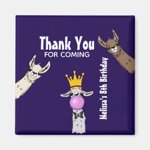 3 Cute Llama Faces Cartoon Illustration Birthday Magneet