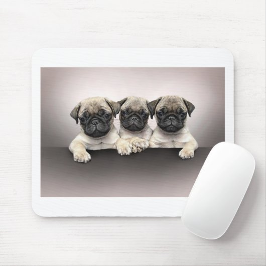 3 Cute Pug Pippies Muismat (Met muis)