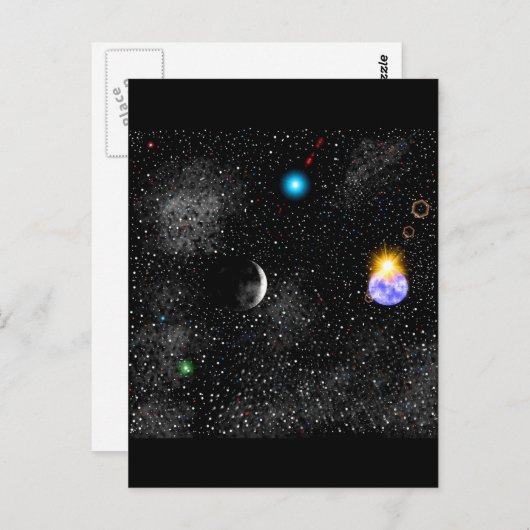 3-D Aarde en Uitzicht buiten de ruimte Briefkaart (Voorkant / Achterkant)