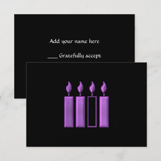 "3-D" Advent Wreatcandles RSVP Kaartje (Voorkant / Achterkant)