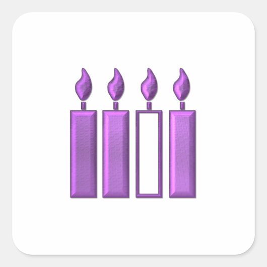 "3-D" Advent Wreatcandles Vierkante Sticker (Voorkant)