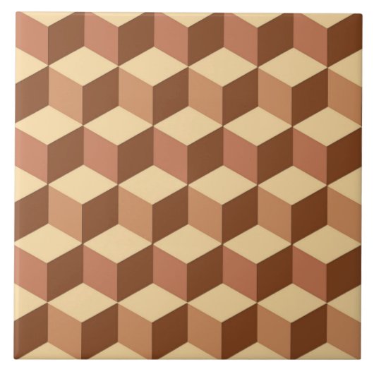 3-D-boxen, Tan, bruin en beige Tegeltje (Voorkant)