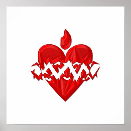 "3-D" Geheilig hart van Jezus Poster (Voorkant)