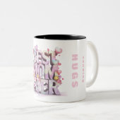 *~* 3-d Geliefd Knuffels Moederdag Hart + Bloemen  Tweekleurige Koffiemok (Voorkant rechts)