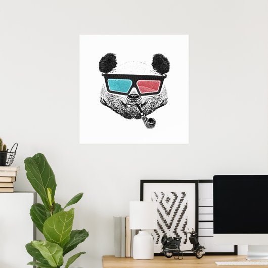  3-D glazen panda Poster (Thuiskantoor)