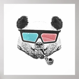  3-D glazen panda Poster