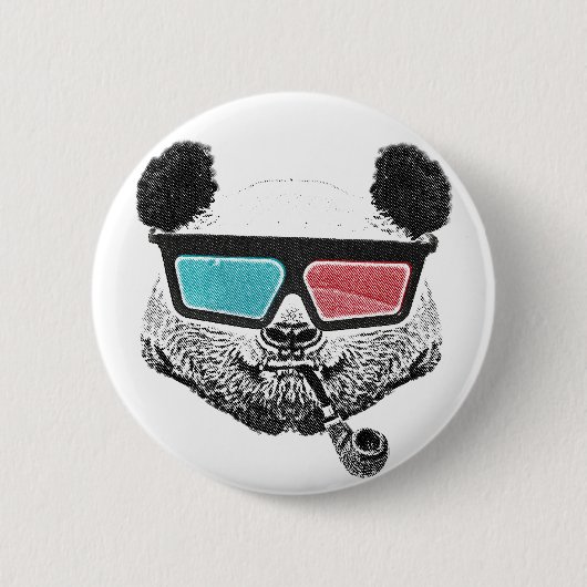 3-D glazen panda Ronde Button 5,7 Cm (Voorkant)