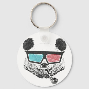  3-D glazen panda Sleutelhanger