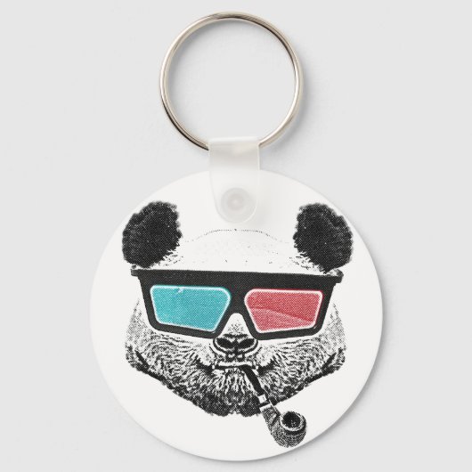  3-D glazen panda Sleutelhanger (Voorkant)