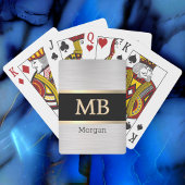 3-D Gold Monogram/naam, Gold Stripes, zwart/zilver Pokerkaarten