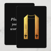 "3-D" Golden Liturgical Stole Invitation Kaart (Voorkant / Achterkant)