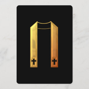 "3-D" Golden Liturgical Stole Invitation Kaart