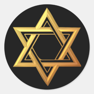 "3-D" Golden Star van David Ronde Sticker