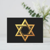 "3-D" Golden Star van David RSVP Kaartje (Staand voorkant)
