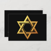 "3-D" Golden Star van David RSVP Kaartje (Voorkant / Achterkant)