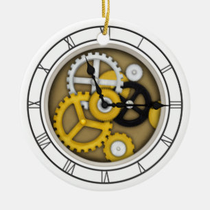 3-D illusieklok met zichtbare werkingen Keramisch Ornament