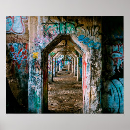 3-D Illusion Graffiti Street Afgewezen Art Poster