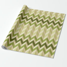3-D Illusion Zig Zag in Soft Warm Shades of Green Cadeaupapier