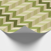 3-D Illusion Zig Zag in Soft Warm Shades of Green Cadeaupapier (Hoek)