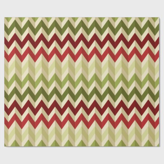 3-D Illusion Zig Zag in warme kerstkleuren Cadeaupapier (Vlak)