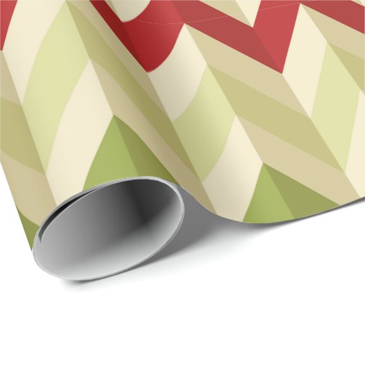 3-D Illusion Zig Zag in warme kerstkleuren Cadeaupapier (Rol Hoek)