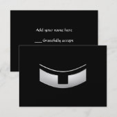 3-D Kijk Silver Priest of Minister's Collar RSVP Kaartje (Voorkant / Achterkant)