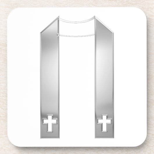 3-D look Silver Priest's Stole Bier Onderzetter (Voorkant)