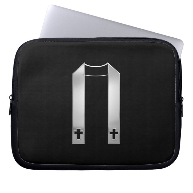 3-D look Silver Priest's Stole Laptop Sleeve (Voorkant)