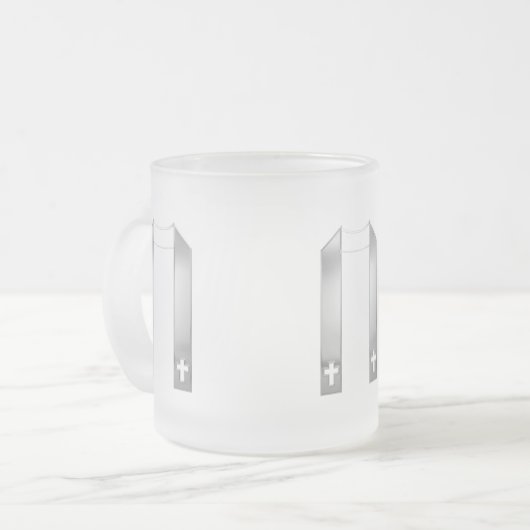 3-D look Silver Priest's Stole Matglas Koffiemok (Voorkant links)