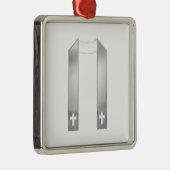 3-D look Silver Priest's Stole Metalen Ornament (Rechts)