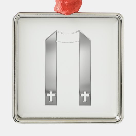 3-D look Silver Priest's Stole Metalen Ornament (Voorkant)