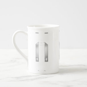 3-D look Silver Priest's Stole Porselein Kop