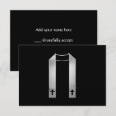 3-D look Silver Priest's Stole RSVP Kaartje (Voorkant / Achterkant)