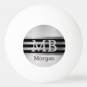 3-D Monogram/Naam BK/Zilveren Strepen Geborsteld Z Pingpongbal (Achterkant)
