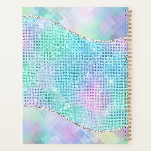 3-D Monogram, naam en jaar, Iridescent Sparkle Planner (Achterkant)