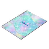 3-D Monogram, naam, Iridescent Sparkle Notitieboek (Linkerzijde)