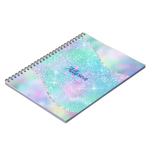 3-D Monogram, naam, Iridescent Sparkle Notitieboek (Linkerzijde)