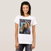 3-d Mozaïek Paard Hoofdbeeld T-shirt (Voorkant volledig)