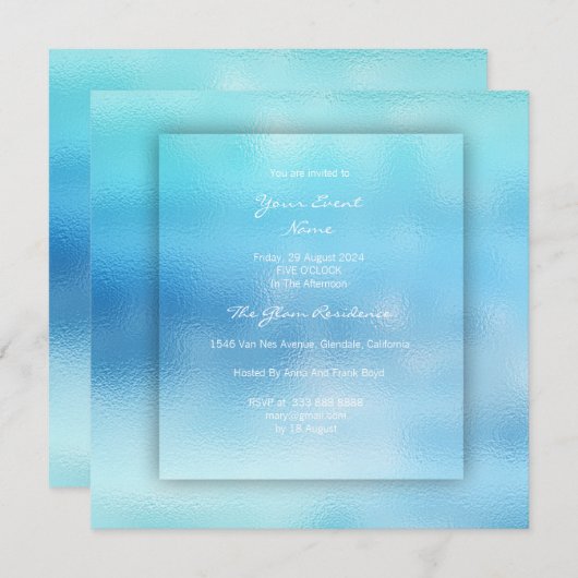 3-D Ombre Ocean Sky Blue Beach OCcean glas Kaart (Voorkant / Achterkant)